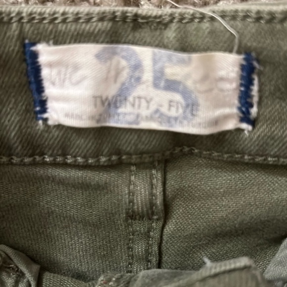 Free People We The Free Olive Green Raw Hem High Waist Skinny Jeans EUC - Picture 6 of 9